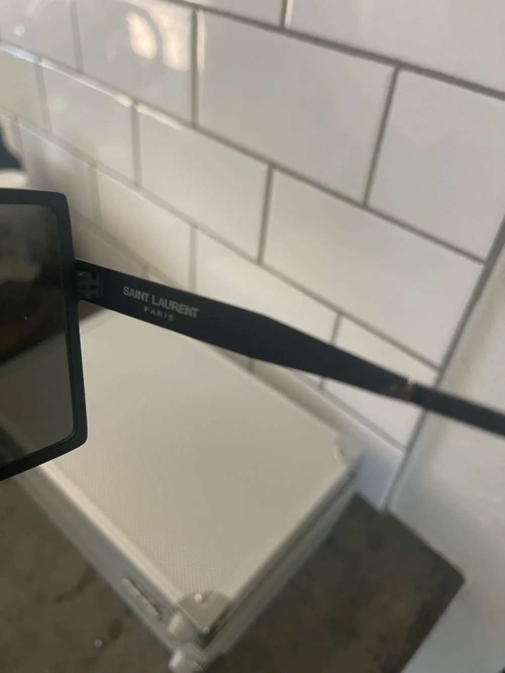 Saint Laurent Oversized Square Black Shield Sunglasses - Picture 3 of 7